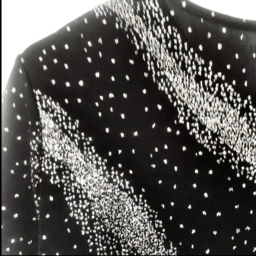 Vintage 90s TR Bentley silver glitter short sleeve shirt - Picture 3 of 6